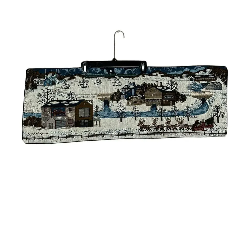 Charles Wysocki tapestry table santa's Coming to Town vintage 1986 AMC A L